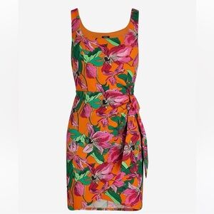 Express Floral Mini Dress | Bold Orange Pink Print | Sleeveless Scoop Neck